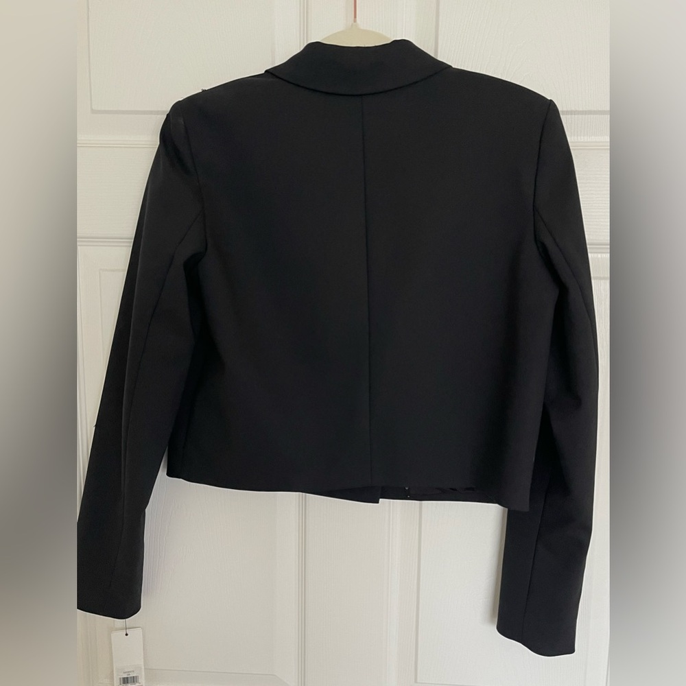 Calvin Klein Black Cropped Single-Button Suit Jacket - Picture 7 of 13